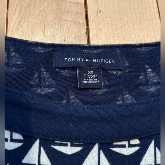 Tommy Hilfiger Sailboat 3/4 Sleeve Boat Neck Shirt Blue XS - Picture 3 of 5